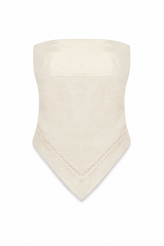 SIMKHAI Lahni Linen Lace Top in SandTopSIMKHAI