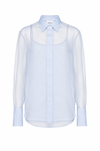 SIMKHAI Loen Organza Shirt in Periwinkle SkyTopSIMKHAI