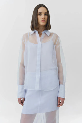 SIMKHAI Loen Organza Shirt in Periwinkle SkyTopSIMKHAI