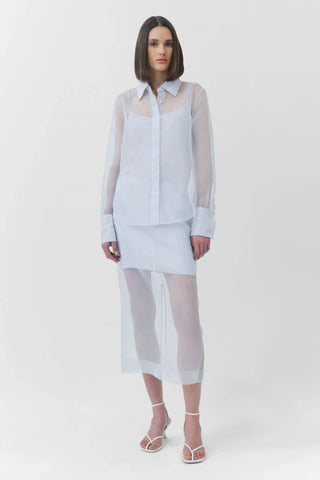 SIMKHAI Loen Organza Shirt in Periwinkle SkyTopSIMKHAI