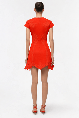 SIMKHAI Raquel Embroidered Mini Dress in LobsterDressSIMKHAI