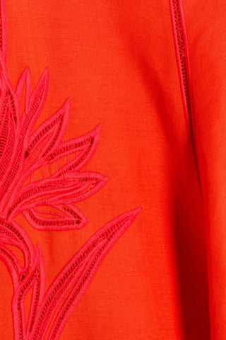 SIMKHAI Raquel Embroidered Mini Dress in LobsterDressSIMKHAI