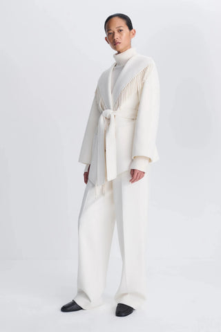 SIMKHAI Rowen Fringe Jacket in Frost WhiteOuterwearSIMKHAI