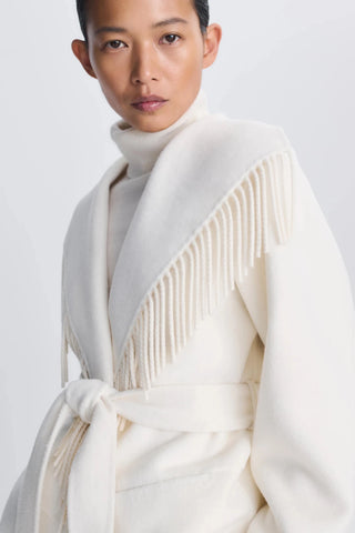 SIMKHAI Rowen Fringe Jacket in Frost WhiteOuterwearSIMKHAI