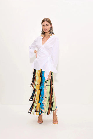 SIMON MILLER Anya Poplin Wrap Top in Macadamia WhiteTopSIMONMILLER
