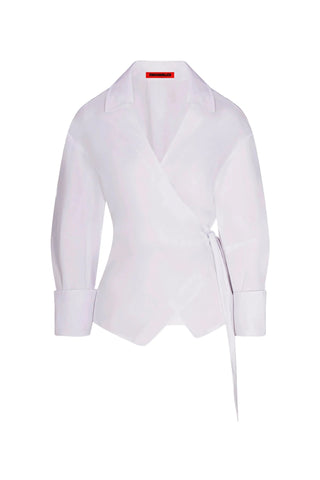 SIMON MILLER Anya Poplin Wrap Top in Macadamia WhiteTopSIMONMILLER