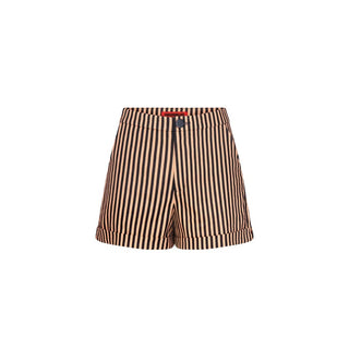 SIMON MILLER Como Linen Shorts in Brown StripeBottomsSIMONMILLER