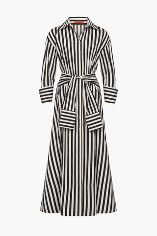 SIMON MILLER Inna Poplin Maxi Dress in Black and White StripeDressSIMONMILLER