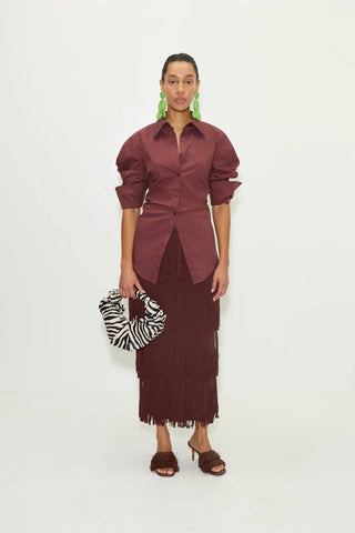 SIMON MILLER Loch Poplin Top in Chocolate BrownTopSIMONMILLER