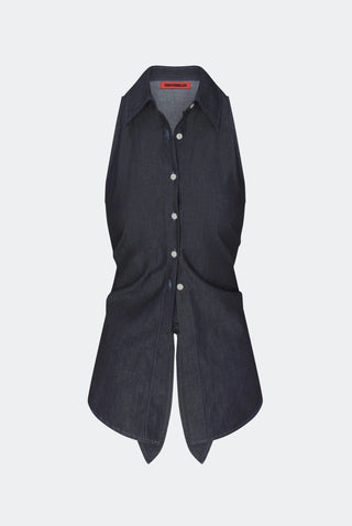 SIMON MILLER Loch Sleeveless Chambray Button - Up in IndigoTopSIMONMILLER