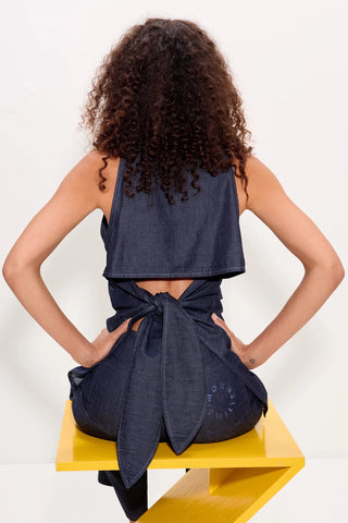 SIMON MILLER Loch Sleeveless Chambray Button - Up in IndigoTopSIMONMILLER
