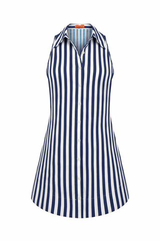 SIMON MILLER Loch Sleeveless Mini Dress in Navy and Cream StripeDressSIMONMILLER