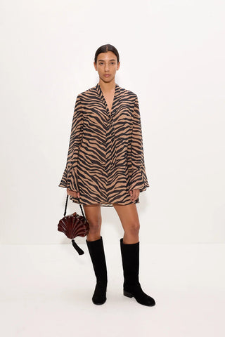 SIMON MILLER Marion Chiffon Mini Dress in Tiger StripeDressSIMONMILLER