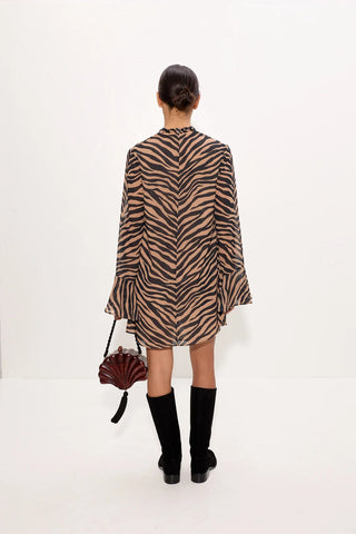 SIMON MILLER Marion Chiffon Mini Dress in Tiger StripeDressSIMONMILLER