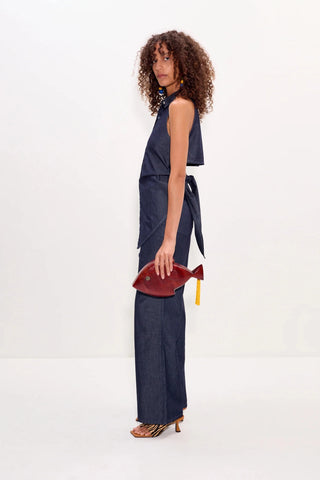 SIMON MILLER Pia Chambray Pant in IndigoBottomsSIMONMILLER