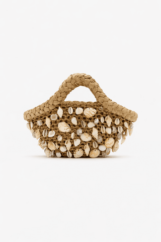 SIMON MILLER Shelly Raffia Crossbody Bag with Natural SeashellsAccessoriesSIMONMILLER