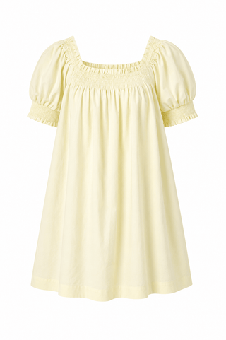 Smocked Babydoll Mini Dress in Butter YellowDressChayse Clothing