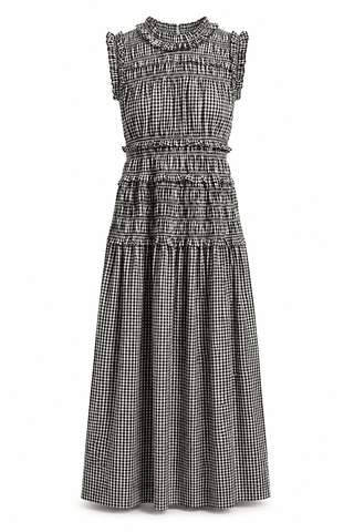 Smocked Gingham Maxi Dress in BlackDressChayse Clothing