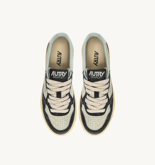Autry Medalist Low Sneakers in Silver Suede and Blue