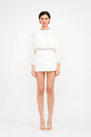 Soleil Off - White High - Waisted Mini Skort with Pocket Flap DetailClothingChayse Clothing