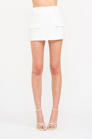 Soleil Off - White High - Waisted Mini Skort with Pocket Flap DetailClothingChayse Clothing