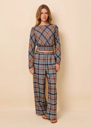Solid & Striped Ace Walnut Wood Plaid Smocked Waist TopTopSolid & Striped