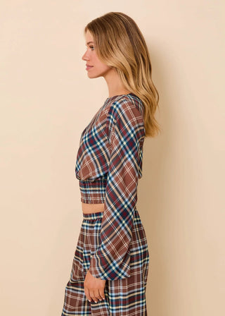 Solid & Striped Ace Walnut Wood Plaid Smocked Waist TopTopSolid & Striped