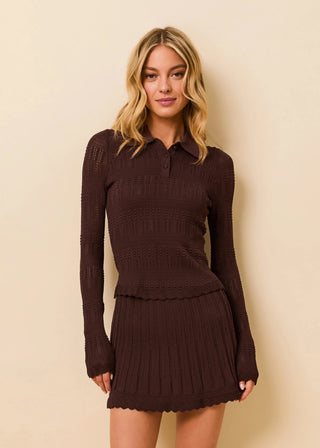 Solid & Striped Orlena Mini Skirt Pointelle Lace Knit in TruffleBottomsSolid & Striped