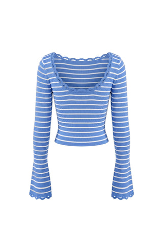 Solid & Striped Penelope Tucked Stripe Knit Top in Marina BlueTopSolid & Striped