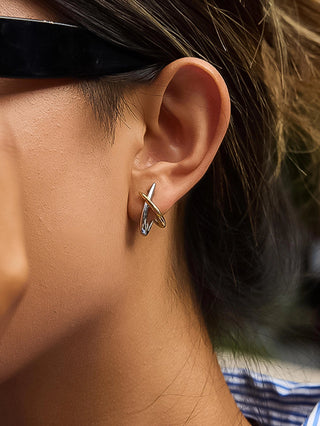 Spencer 18K Gold Non - Tarnish Two - Tone Crossover EarringsAccessoriesChayse Clothing