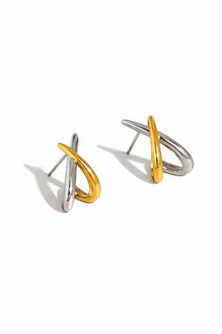 Spencer 18K Gold Non - Tarnish Two - Tone Crossover EarringsAccessoriesChayse Clothing