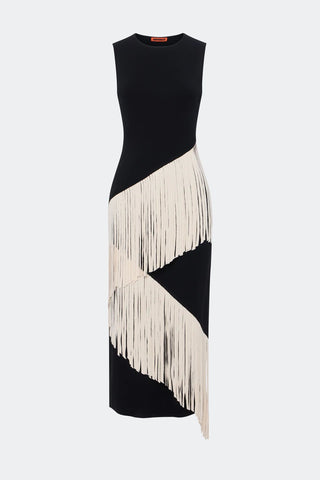 Spiral Knit Dress in Black and MacadamiaDressSIMONMILLER