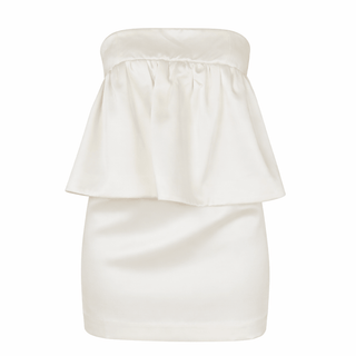 Strapless Satin Mini Dress with Shirring DetailDressChayse Clothing