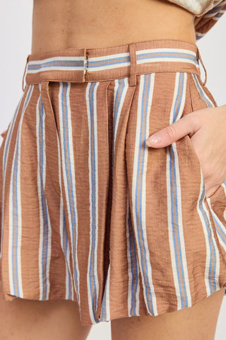 Striped Bubble Hem ShortsBottomsChayse Clothing