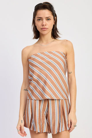Striped Strapless Open Back TopTopChayse Clothing