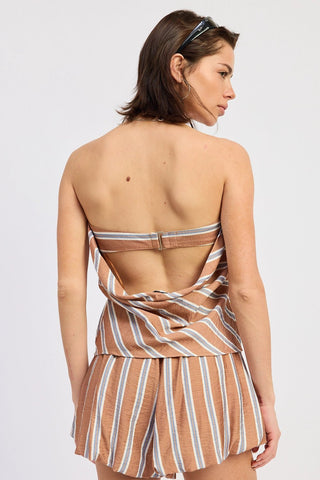 Striped Strapless Open Back TopTopChayse Clothing