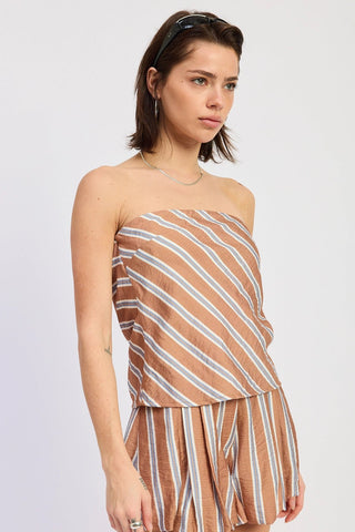 Striped Strapless Open Back TopTopChayse Clothing