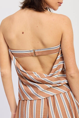 Striped Strapless Open Back TopTopChayse Clothing