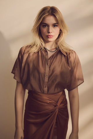 The Hayden Shirt in TanTopTHE SHIRT Rochelle Behrens