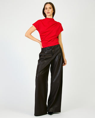 Lennon Draped Mock Neck Top in Red