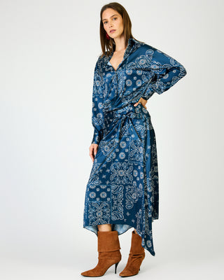 Tora Asymmetric Skirt in Navy Bandana