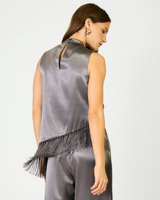Anya Draped Fringe Top in Gunmetal