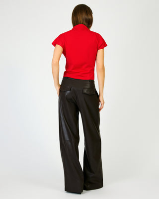 Lennon Draped Mock Neck Top in Red