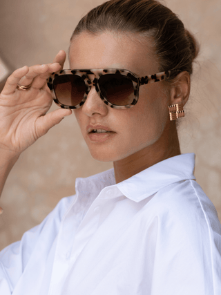 Voyager Acetate Oversized Aviator Sunglasses in Milky TortoiseAccessoriesFREYRS Eyewear