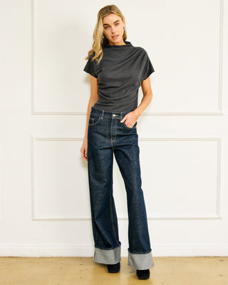 Walker Draped Top in GreyTopLine + Dot