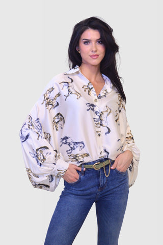 Wild Horses Satin Volume BlouseClothingChayse Clothing