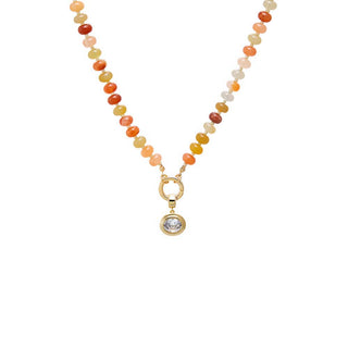 Yellow Stone Beaded CZ Oval Bezel Charm NecklaceAccessoriesChayse Clothing